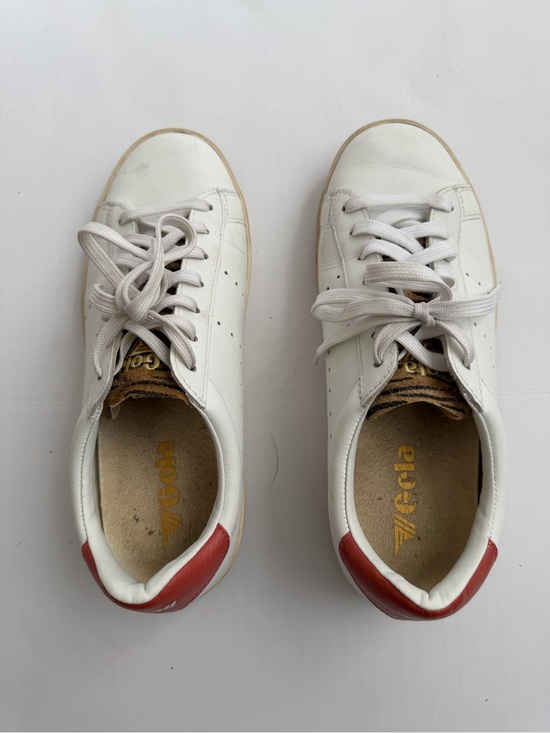 Gola Shoes - Gola Nova Safari White Leather Sneakers Red Heel Accent Women’s Size 8